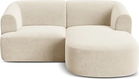 Colțar bej cu tapițerie din catifea (cu colț pe partea dreaptă/cu șezlong) Campi – Cosmopolitan Design