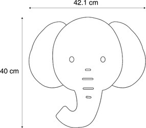 Lampă de perete pentru copii bej, cu LED, cu 3 trepte de intensitate luminoasă - Ellie the Elephant