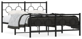 376245 vidaXL Cadru pat metalic cu tăblie de cap/picioare, negru, 140x200 cm