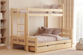 Pat supraetajat Lovic 90x200/120x200 cu sertare stânga - pin