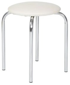 Scaun dining de tip taburet Chico Chrome, piele ecologica, crem