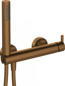Baterie pentru dus, de perete, cu set de dus, para si furtun, bronz, Silia Hexa Bronz