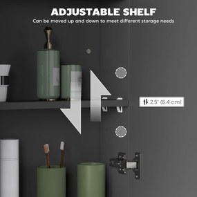 HOMCOM Dulap Suspendat de Baie cu 2 Uși cu Oglindă și 2 Rafturi Interne 60x15x75cm, Negru | Aosom Romania
