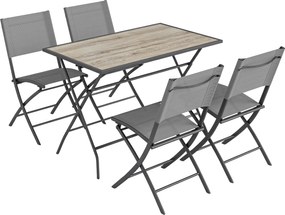 Outsunny Set mobilier grădină pliabil 5 piese masă cu 4 scaune respirabile aspect lemn economisitor de spațiu | Aosom Romania