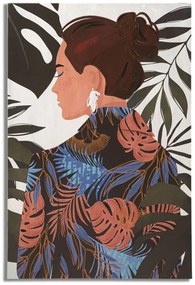 Tablou decorativ multicolor din lemn de Pin si panza, 80x2,8x120 cm, Lady Jungle Mauro Ferretti