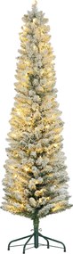HOMCOM Brad de Crăciun Înzăpezit cu 329 de Crengi și Lumini LED Albe, Brad Artificial din Plastic, Ø52x180 cm, Verde | Aosom Romania