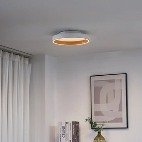 Plafonieră de design albă cu lemn 40cm incl. LED cu comutator cu 3 căi - Ingo