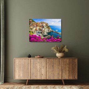 Tablou pe sticlă - Satul italian Manarola (70x50 cm)