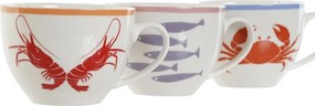Set cană și farfurioară din porțelan cu motive marine, 220 ml, 12×9×7 cm, „Aigua"