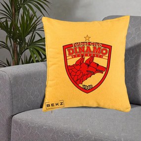 Perna Personalizata FC Dinamo Bucuresti 1948 Fotbal, 40x40 cm, Galben, Husa Detasabila, Perna Inclusa, BEKZ®