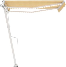 vidaXL Copertină automată cu senzor vânt & LED, galben/alb, 350x250 cm