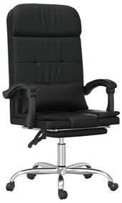 Fotoliu de birou rabatabil cu masaj, negru, piele ecologica