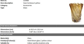Vaza flori, Vas decorativ Contessa S, galben 115406 HZ