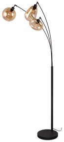 Lampadar negru/portocaliu cu abajur din sticlă (înălțime 200 cm) Lumina – Trio