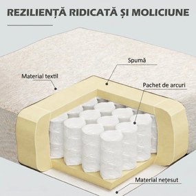 Scaun de Efect din Panza, Fotoliu, Fotoliu Modern pentru Camera de Zi cu Picioare din Otel si Perne pentru Dormitor, Alb crem; HOMCOM | Aosom RO