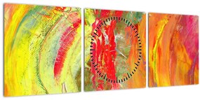 Tablou cu abstracție- pictura (cu ceas) (90x30 cm)