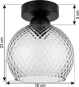 BRILAGI - Plafonieră LED R GLASS 1xE27/60W/230V Ø 18 cm negru/gri fumuriu