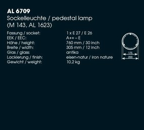Stalp iluminat exterior din fier forjat, inaltime 76cm, AL 6709
