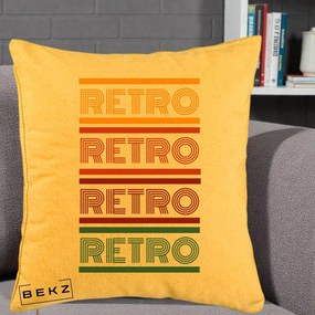 Perna Decorativa RETRO Text Multicolor, 40x40 cm, Galben, Husa Detasabila, Perna Inclusa, BEKZ®