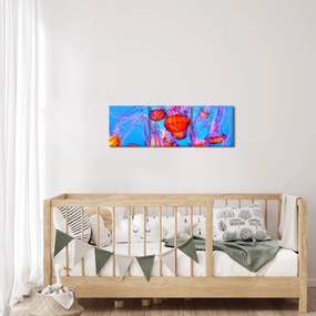 Tablou cu meduse în mare (cu ceas) (90x30 cm)