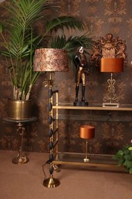 Bază pentru lampadar din aluminiu, auriu și negru, cu trunchi de palmier și coroană de frunze, finisaj antichizat, 128 x 20 cm, „Palmeraie”