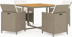vidaXL Set mobilier de grădină cu perne, 5 piese, bej, poliratan