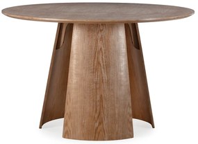 Masă de dining rotundă cu aspect de lemn de stejar ø 120 cm Zuri – MOME