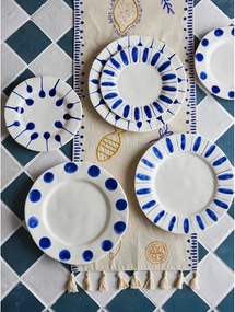 Farfurii albe/albastre 3 buc. pentru desert din gresie ø 22 cm Linora – Bloomingville