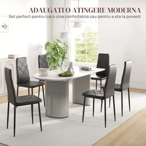 HOMCOM Set 6 Scaune de Sufragerie Tapițate cu Spătar Înalt, Tălpi Antiderapante și Picioare din Oțel, 41x50x97 cm, Negru | Aosom Romania