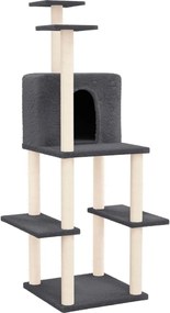 vidaXL Ansamblu de pisici, stâlpi din funie sisal, gri închis 144,5 cm