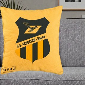 Perna Personalizata CS Aerostar Bacau Fotbal, 40x40 cm, Galben, Husa Detasabila, Perna Inclusa, BEKZ®