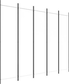 vidaXL Paravan de cameră cu 5 panouri, alb, 250x200 cm, textil