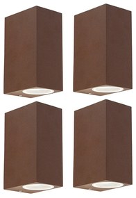 Set de 4 aplice maro ruginiu cu 2 lumini IP44 - Baleno I