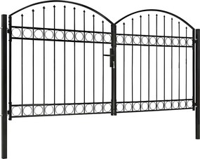 vidaXL Poartă de gard Assen Ușă dublă cu blat arcuit din oțel 300x150 cm