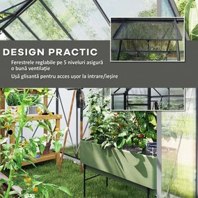 Outsunny Sera Walk-In Aluminiu &amp; Policarbonat – Ventilatie si Jgheab | Aosom Romania