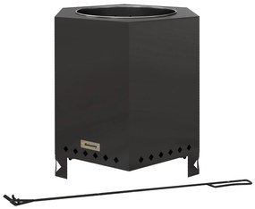 Outsunny Focar Focar Tăcere, inclusiv cu croșetă, 45 x 38,8 x 46,5 cm, Argintiu + Negru | Aosom Romania