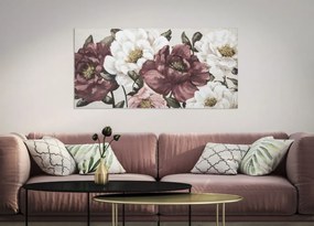 Tablou decorativ multicolor din lemn de Pin si panza, 120x3,7x60 cm, Red Flower-A Mauro Ferretti