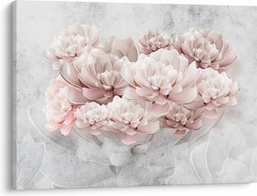 Tablou - Flori roz pe perete (70x50 cm)