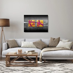 Tablou pe sticlă - Pătratr colorate pe fond negru (70x50 cm)