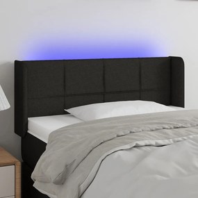 3123212 vidaXL Tăblie de pat cu LED, negru, 83x16x78/88 cm, textil