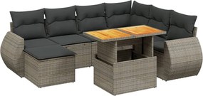 vidaXL Set canapele de grădină cu perne, 8 piese, gri, poliratan