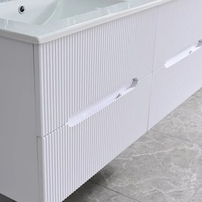 Trent 120 dulap de baie inferior cu chiuvetă ceramică 4 sertare, alb