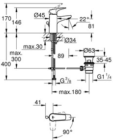 GROHE 23769000 - Baterie pentru lavoar START FLOW, crom lucios