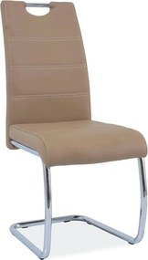Scaun H666, bej/crom, piele ecologica/metal, 42X45X98 cm