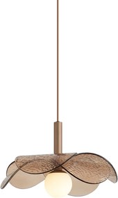 Lampă suspendată de design bronz închis cu sticlă de culoarea chihlimbarului - Kemner