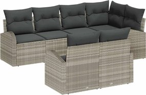 vidaXL Set de canapele pentru grădină 7 pcs Gri deschis poliratan