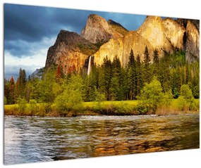 Tablou - Stânci lăngă lac (90x60 cm)