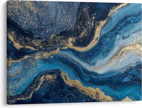 Tablou - Marmură abstractă albastru-aurie (70x50 cm)