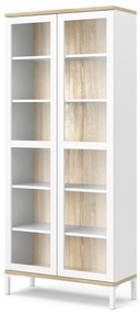 Vitrină albă-în culoare naturală cu aspect de lemn de stejar 89x203x36 cm Roomers – Tvilum