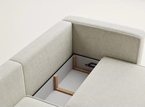 Colțar crem extensibil/cu spațiu de depozitare cu tapițerie din chenille (cu colț pe partea stângă/cu șezlong) Velto – Maison de Rêve